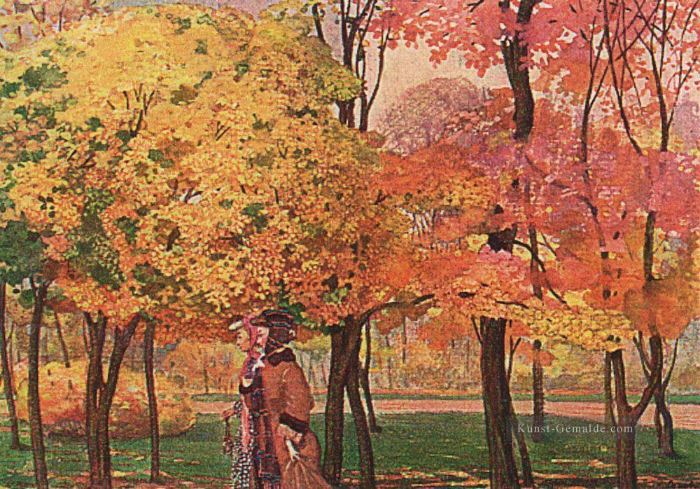 Herbst Konstantin Somov Waldbäume Landschaft Ölgemälde